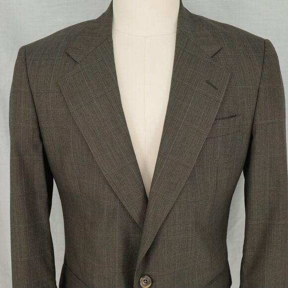 Jos A Bank Sport Coat Mens 42R Brown Plaid Pure Wool Tweed Jacket Lined Blazer - Picture 7 of 16
